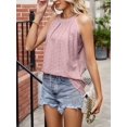thumbnail image 3 of Gustave Halter Tank Tops for Women Summer Sleeveless Eyelet Shirts Loose Fit Casual High Neck Blouse Pleated Flowy Cami Tops T-Shirts "Pink, M", 3 of 8