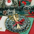 thumbnail image 3 of 175PCS Christmas Plastic Dinnerware Sets - Gold and Green Christmas Plates with Snowflake for 25 Guests Include 50Plates, 25Cups, 25Forks, 25Knives, 25Spoons, 25Napkins for Xmas Party, 3 of 18