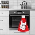 thumbnail image 5 of 2 Pcs Hanging Towels, Dish Towels Naughty Dog On Red Absorbent Hand Towels with Hanging Loop Washcloth for Bathroom Kitchen, 5 of 6