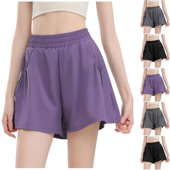 Otvok Womens Lined Yoga Shorts Fashion Casual Spring and Summer New Loose Pants
