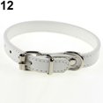 thumbnail image 2 of Flmtop Chien Chat Chiot Mignon Faux Cuir Couleur Pure Réglable Cou Boucle Collier Blanc, 2 of 8