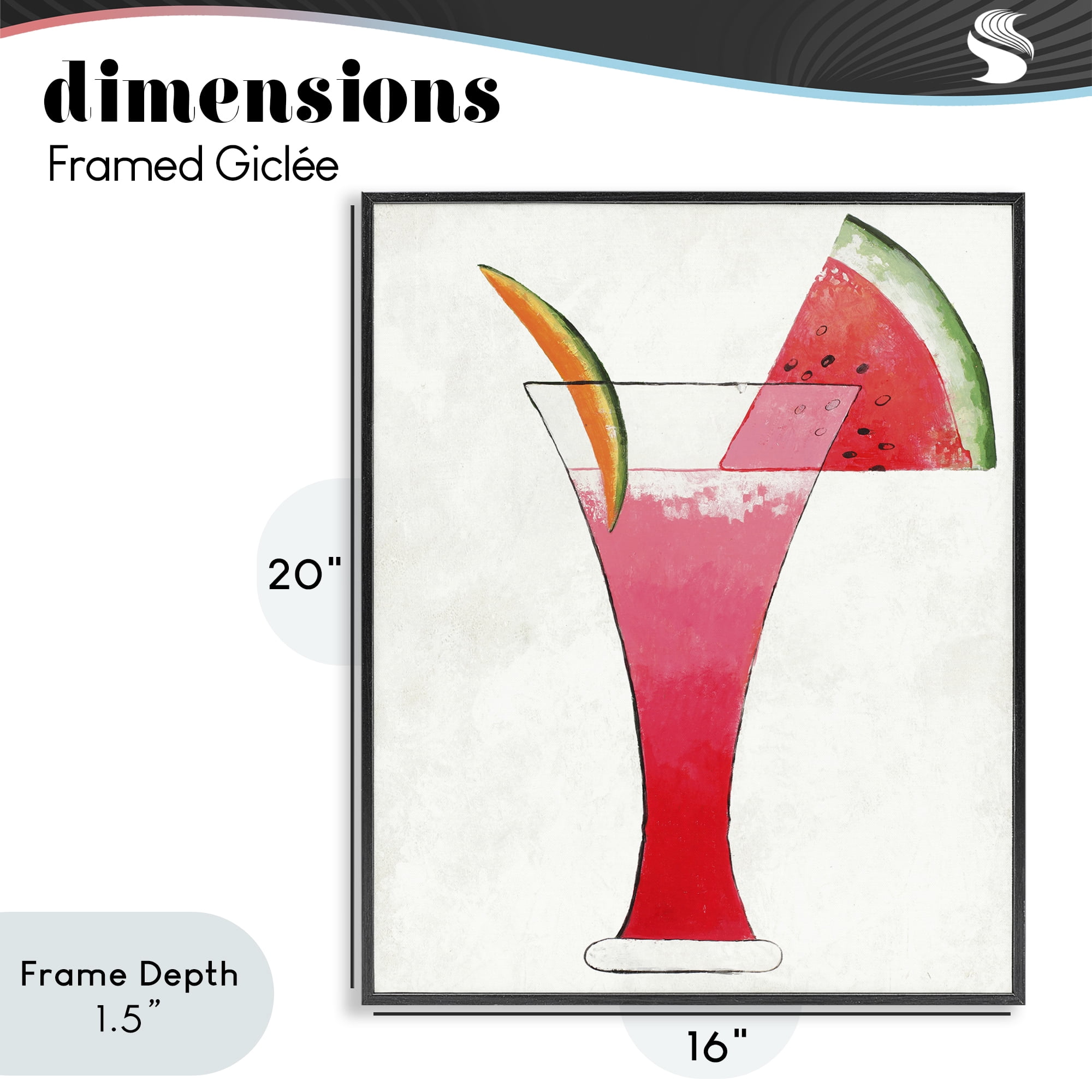 Stupell Industries Summer Cocktail Watermelon Slice Black Framed Giclee Art, design by Lorenzo Collective