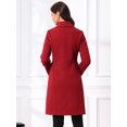 thumbnail image 3 of DARING DIVA Women's Trench Peter Pan Collar Single Breasted Long Pea Coat XL Dark Red, 3 of 6