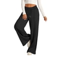 thumbnail image 2 of Frontwalk Ladies Bottoms Wide Leg Pants Drawstring Palazzo Pant Women Loose Fit Trousers High Waist Black M, 2 of 3