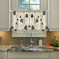 thumbnail image 2 of Yayeee Kitchen Curtains Tier Pair Light Filtering 27"x24" Rod Pocket Short Cafe Window Panel, Small Black Flowers, 2 of 7