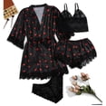 thumbnail image 2 of Mujeres Tallas grandes Lencería sexy Bata de seda Satén Albornoz Conjunto de cuatro piezas Ropa de dormir Pijamas Fridja  nalpqowj49956, 2 of 7