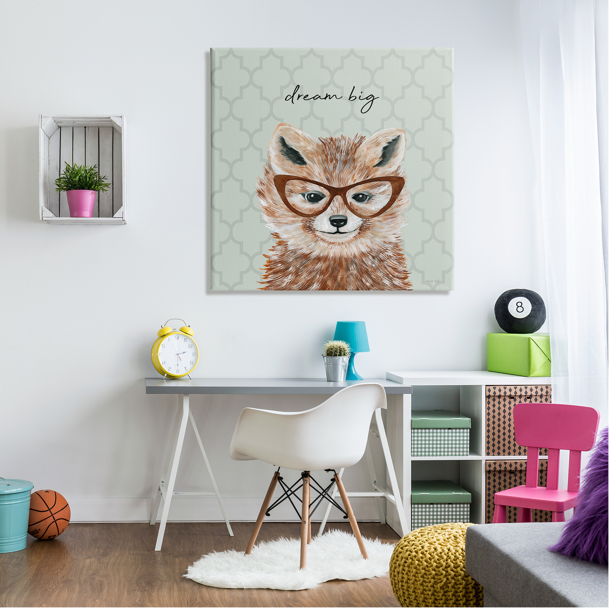 Stupell Dream Big Happy Fox Patterned Animals & Insects Painting Gallery Wrapped Canvas Print Wall Art