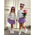 thumbnail image 3 of HSHDLDF Toddler Girls Fall Winter Clothes Long Sleeve Knit Sweater Tops+Pleated Mini Skirt 2Pcs Clothes Outfit, 3 of 7