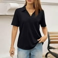thumbnail image 5 of WULMLEO V Neck Polo Shirts for Womens - Summer 2026 Short Sleeve Collared Tops Business Casual Blouses Black M, 5 of 5