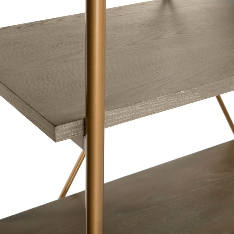 Safavieh Rigby Gold Liquid/Rustic Oak Metal Etagere Safavieh Rigby Gold Liquid/Rustic Oak Metal Etagere