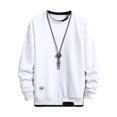thumbnail image 1 of LUXUR Mens Fake Two Pieces Pullover Leisure Work Tops White L, 1 of 3