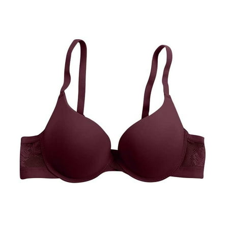 Bigersell Cotton Bras for Women No Underwire Upgrade Women s Lace Patchwork Bra with Breathable and Sagging Lightweight Underwear Balconette Bra Style F-1071 Red 38/85