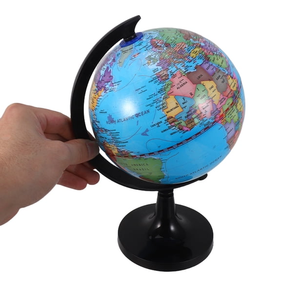 WRITWAA Rotating Desktop World Globe with Stand, Plastic Earth Globe Featuring Political Map for Home or Office Decor