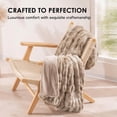 thumbnail image 4 of EVERGRACE Luxurious Soft Faux Rabbit Fur Throw Blanket, Cozy Fuzzy Plush Warm Throws for Couch Bed Sofa Chair Home Decor, Ruched Bubble Fluffy Blanket with Reversible Velvet, 60" x 80", Beige, 4 of 8