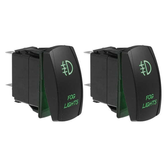 Unique Bargains 2pcs Fog Lights 5 Pin Toggle Rocker SPST Switch Laser ON/OFF Button 20A/12V 10A/24V Green LED Lighted