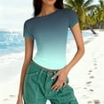 thumbnail image 4 of qucoqpe Womens 2026 Spring Summer Fashion Grandient Crewneck Short Sleeve Tee Casual Slim Fit Blouses Tops, 4 of 8