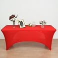 thumbnail image 2 of BalsaCircle 6 Feet Red Fitted Spandex Tablecloth Open Back Rectangle Table Cover Event, 2 of 8