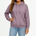 thumbnail image 2 of Women'S Casual Hooded Sweatshirt, Long Sleeve Front Pocket Pullover With Drawstring, Relaxed Fit Lounge Wear For Everyday Outfits Wrm Zip Up Sweatshirt Hoodie Pullover (L, Light Purple) ZMTing, 2 of 3