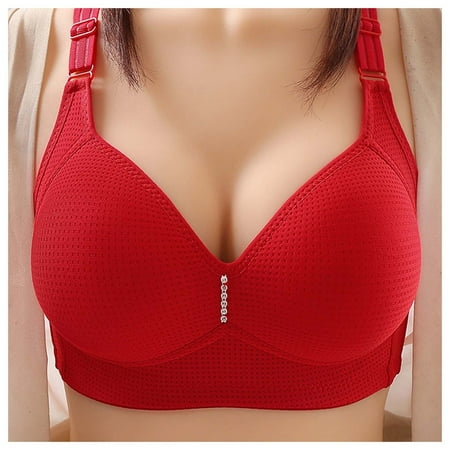 

kpoplk Womens Wireless Bras Women s 1/2 Cup Lace Bra Balconette Mesh Underwired Shelf Bra Unlined See Through Bralette(Red)