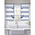 thumbnail image 6 of Blue White Striped Semi Sheer Window Curtains 54 Inches Long, Navy Blue Beach Nautical Anchor Ocean Coastal Rod Pocket Voile Chiffon Curtain Light Filtering Drapes for Living Room, 52"x54", 2 Panels, 6 of 9
