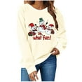 thumbnail image 2 of HOMBOM Pullover Sweatshirt for Women Graphic Beige Crew Neck Cute Fall Christmas Long Sleeve Womens Tops, 2 of 4