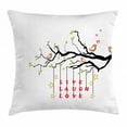 thumbnail image 1 of Live Laugh Love Throw Pillow Cushion Cover, Couple of Birds in Love Sitting on a Branch with an Inspirational Quote, Decorative Square Accent Pillow Case, 16 X 16 Inches, Multicolor, by Ambesonne, 1 of 2