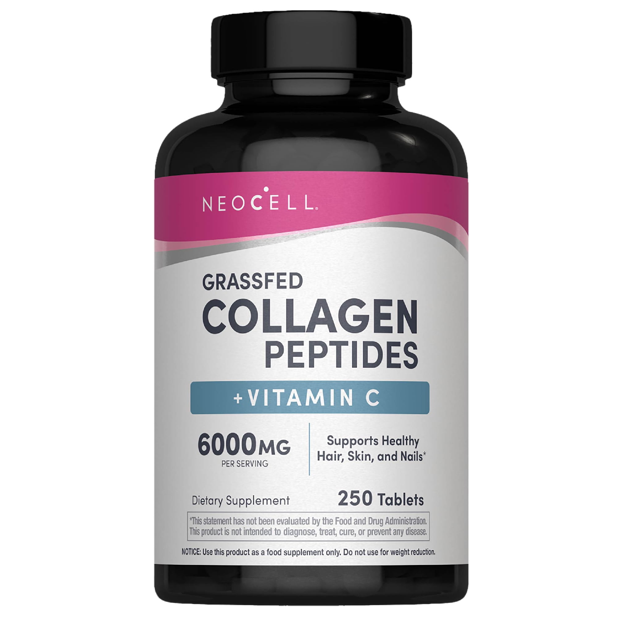 Grassfed Collagen Peptides + Vitamin C | 250 Tablets for Men and Women | by NeoCell