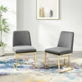 thumbnail image 3 of Modway Amplify 18" Modern Velvet Dining Chair in Gray/Gold (Set of 2), 3 of 10