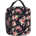 thumbnail image 3 of Flower Floral Cute Black Pink Portable Lunch Bag Insulated Lunch Box Reusable Totes For Women Men Work Picnic Camping, 3 of 6
