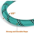 thumbnail image 3 of LAICAIW Rope Dog Leash 6 FT with Comfortable Padded Handle, Highly Reflective Threads Strong Dog Leash for Large Dogs, 1/2 inch, Turquoise, 3 of 7