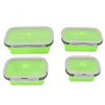 thumbnail image 1 of Lot de 4 boîtes de conservation alimentaire en silicone, portables, pliables, pour la cuisine, pour hommes et femmes, vertes, 1 of 4