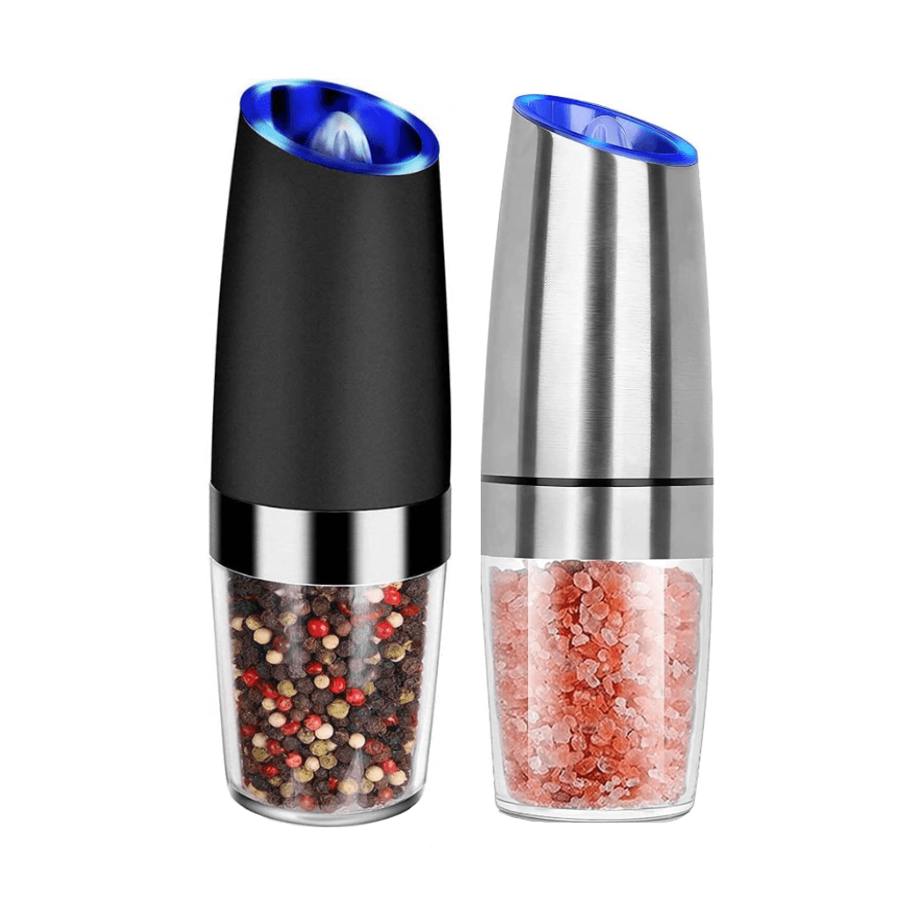 2 Piece Set Electric Salt and Pepper Grinder Set ,  Adjustable Coarseness Mill Grinders Stainless Steel