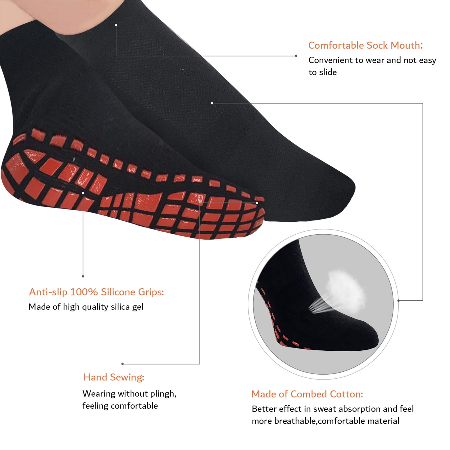 2 X Brand New NOVAYARD 6 Pairs Non Slip Socks Grip Hospital Yoga Pilat - View #2