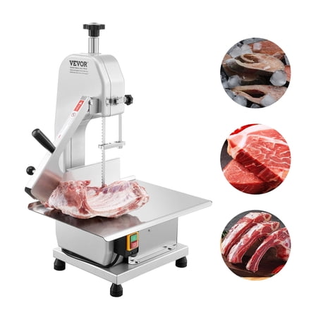 VEVOR Commercial Electric Meat Bandsaw, 650W Stainless Steel Countertop Meat Sawing Machine, Workbench 12.4" x 18.1", 4.33 Inch Max Cutting Thickness, Frozen Fish Cutter for Rib Pork Beef