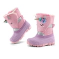 thumbnail image 4 of Kushyshoo Girls Snow Boots with Faux Fur Lining Pink Unicorn Warm Winter Shoes for Kids Size 1, 4 of 8