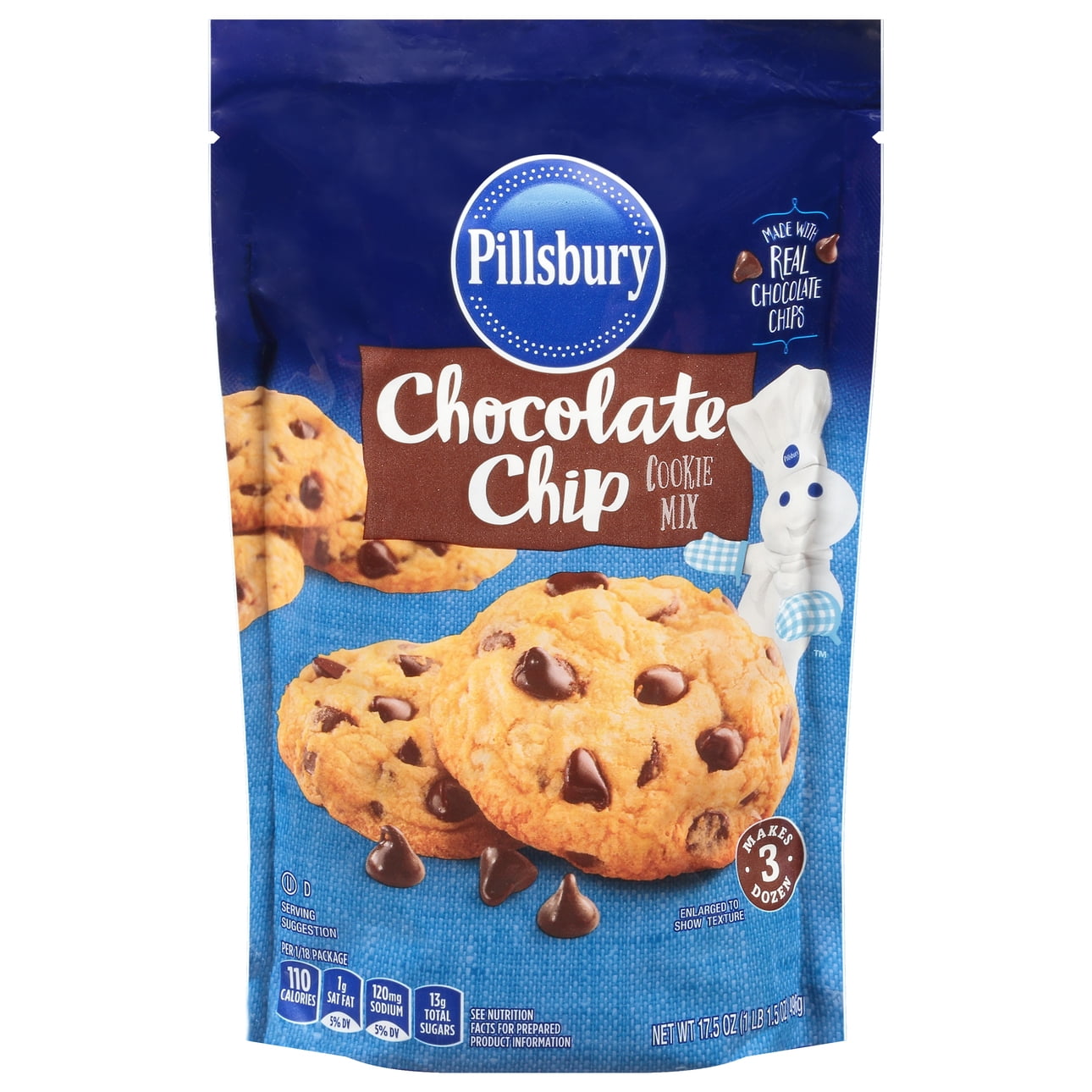 Pillsbury Chocolate Chip Cookie Mix, 17.5 oz Pouch