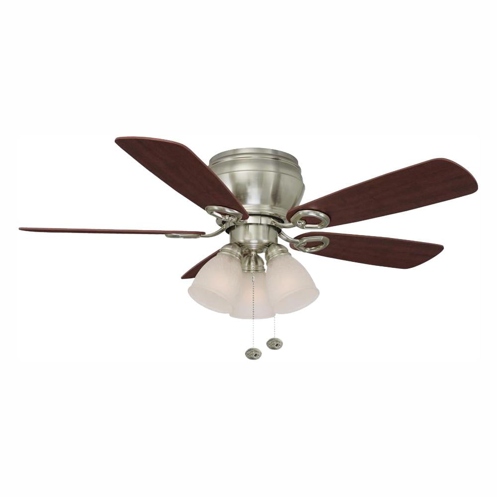 Hampton Bay Carrolton 52 in Indoor Brushed Nickel Ceiling Fan with Light Kit 