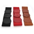 thumbnail image 5 of Racing Butterfly Womens Ladies Faux Leather Wide Stretch Elastic Buckle Cinch Waist Wide Belts, 5 of 8