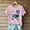 Pink, variant on Women's Summer Tops Retro Denim Patch Art Cats Print T-Shirt Cats Lover Shirts Casual Fashion Short Sleeve Crewneck Blouses Pullover