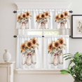 thumbnail image 2 of 3 Piece Kitchen Curtains and Valances Set Summer Floral Cafe Curtains 24 Inch Length Vintage Spring Watercolor Sunflowers in Vase Valance & Tier Curtain for Living Room Bedroom 54"x18"+27"x24"*2, 2 of 6