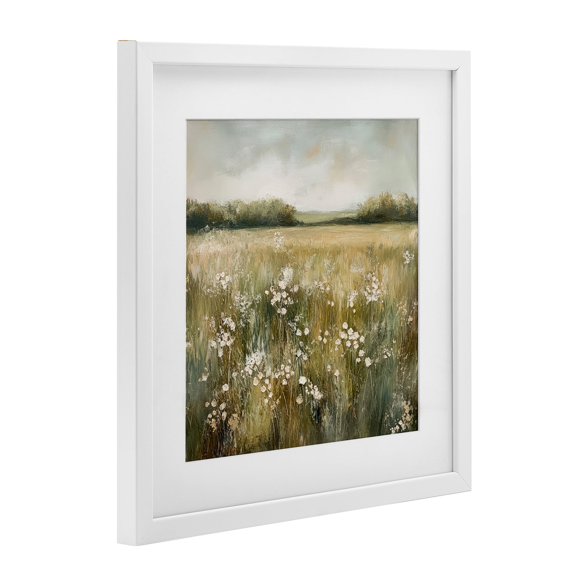 Stupell Industries Neutral Field Of Flowers White Framed Print Under Glass design by Petal Prints Design, 13 x 13