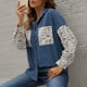 thumbnail image 5 of Camisa de mujer, Camisa suelta de mujer Pana Estampado de leopardo Botones de manga larga Camisas de Abanopi Azul/Grande, 5 of 7