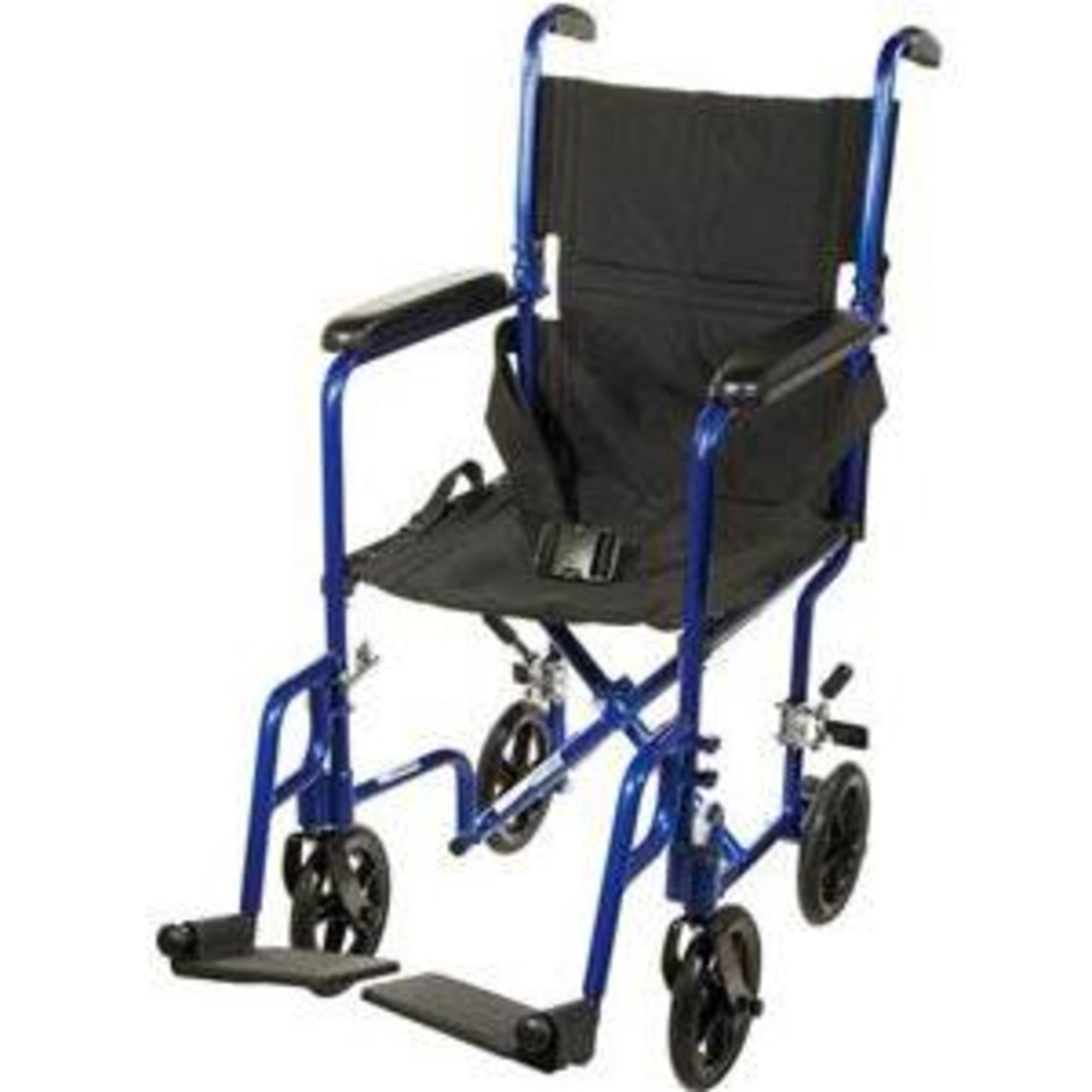 Drive Medical Lightweight Blue Transport Wheelchair
