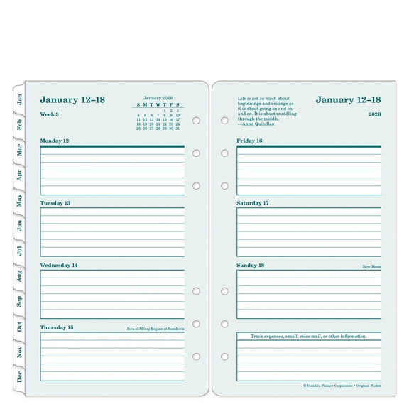 FranklinCovey Original Weekly Ring-bound Planner (Jan 2026 - Dec 2026, Pocket Size)