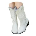 thumbnail image 3 of Guttear Women's Cowboy Mid Calf Boots Cowgirl Western Embroidered Low Heel Boots with Zipper, 3 of 9