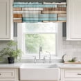 thumbnail image 3 of Blue Brown Vintage Rod Pocket Curtain Valance, Retro Farmhouse Elegant Pastoral Farmhouse Window Valance for Living Room, Bedroom, Kitchen 60"W x 18"L, 3 of 9
