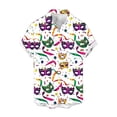thumbnail image 4 of Chemises Décontractées pour Hommes à Boutons, Manches Courtes, Imprimé Carnaval, Col Cubain, Style Lin, Été, 4 of 6