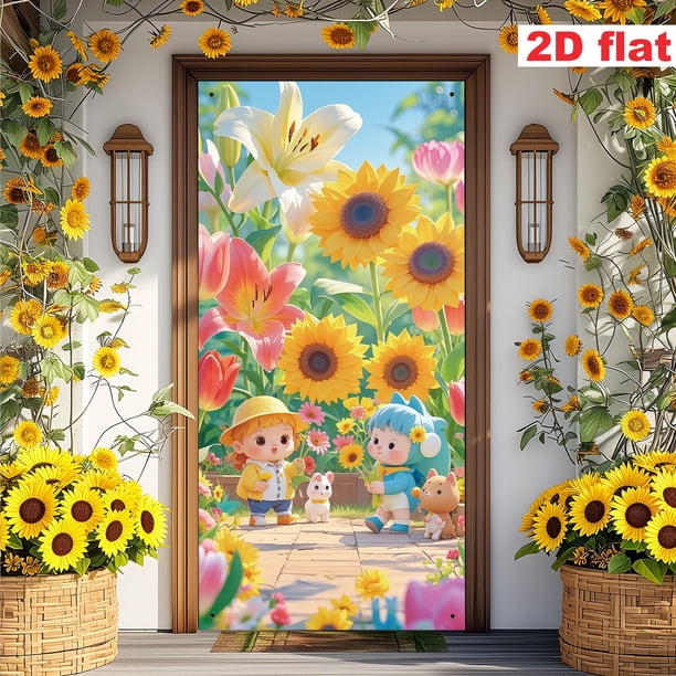 Decoración para Puerta Colgante de Pascua, 180 X 90 Cm, Poliéster
