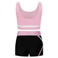 thumbnail image 2 of TiaoBug Kids Girls Gymnastics Athletic Tracksuit 2 Piece Outfits Dance Sport Tank Tops and Shorts Set Pink 8, 2 of 7