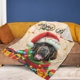 thumbnail image 4 of Merry Christmas Santa Newfoundland Scarf Twinkling Lights Xmas Holiday Cozy Fleece Blanket Newfie Dog Lover Gifts Warm Soft Throw Blanket - 00022, 4 of 5